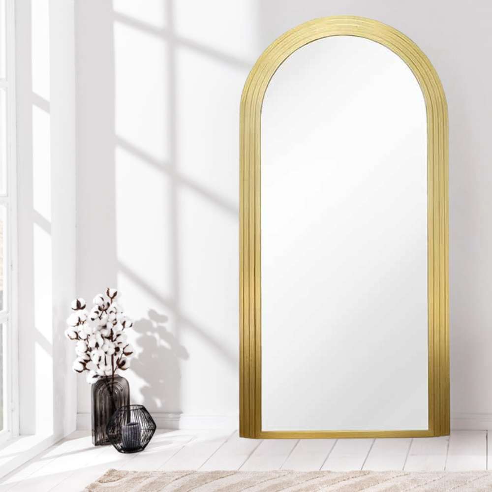 Design Rundbogen Spiegel 160x80cm gold FORMOSA Wandspiegel – LebensWohnArt