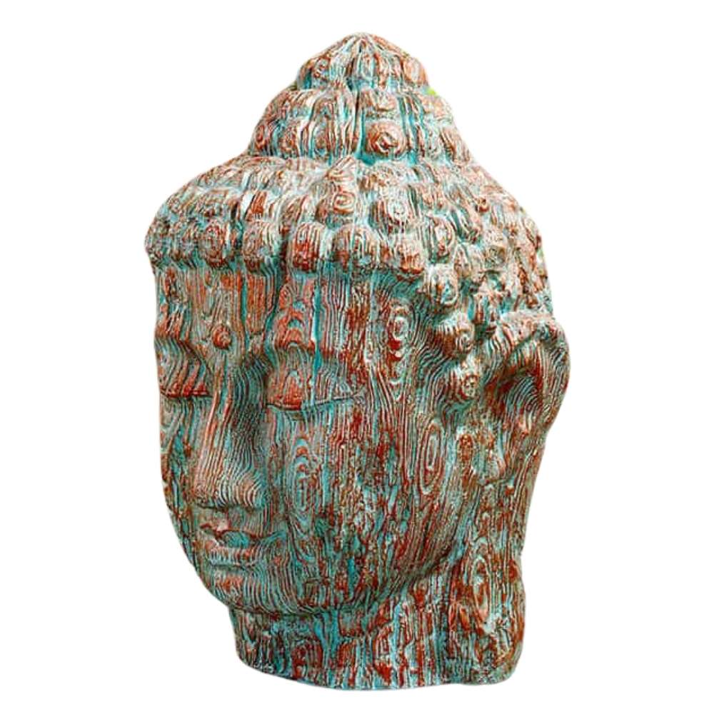 Exklusiver Buddha Kopf BESAR ca. H110cm kupfer-grün Outdoor Indoor