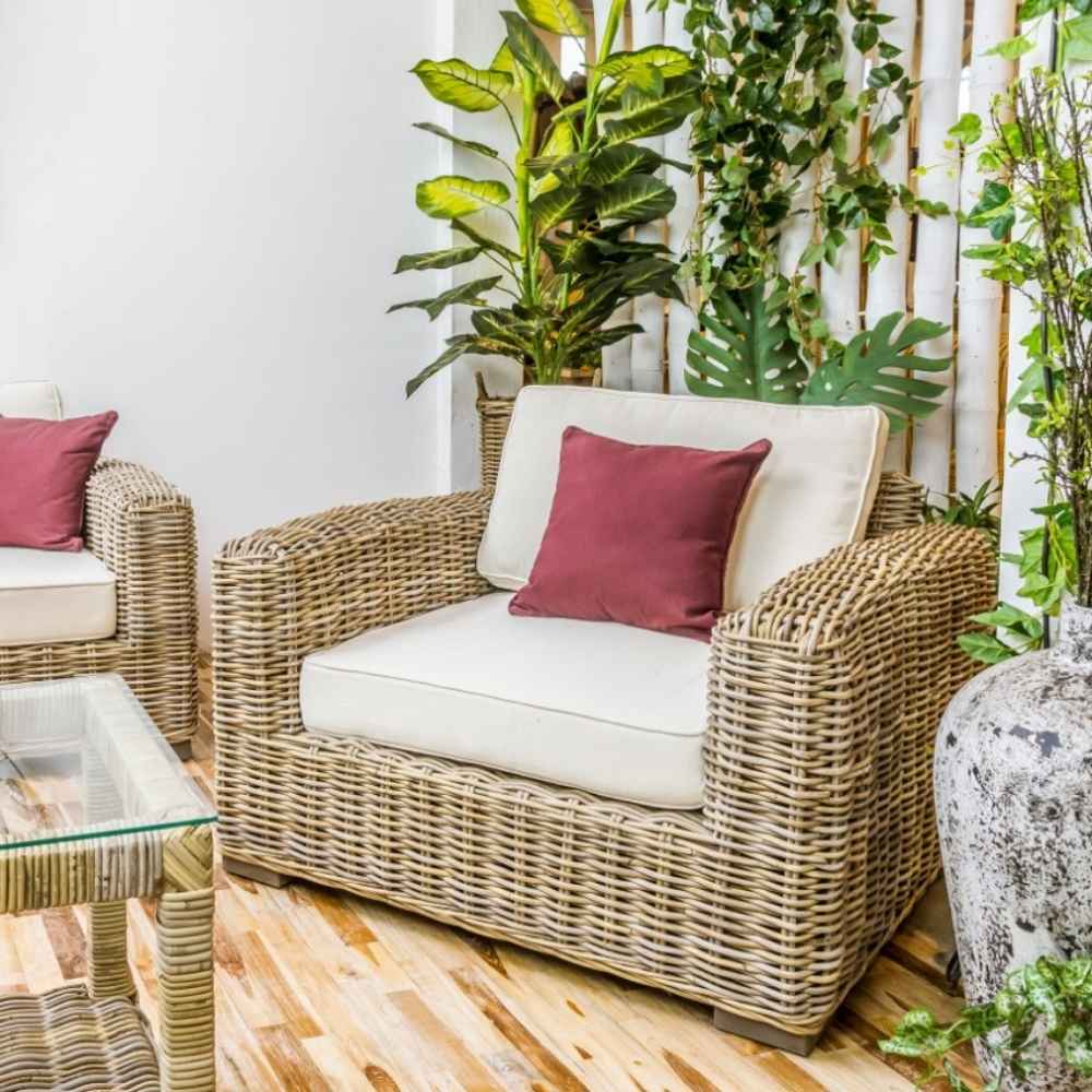 Lounge Sessel LIVING Rattan in Kubu Grey ca. B90cm