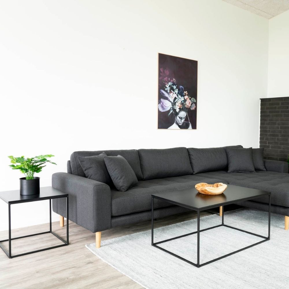 Design Couchtisch LEVEN schwarz ca. 60x90x45cm Retro-Stil