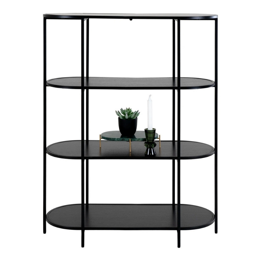 Modernes Regal LEVEN 110cm schwarz vier Regalböden Industrial-Look