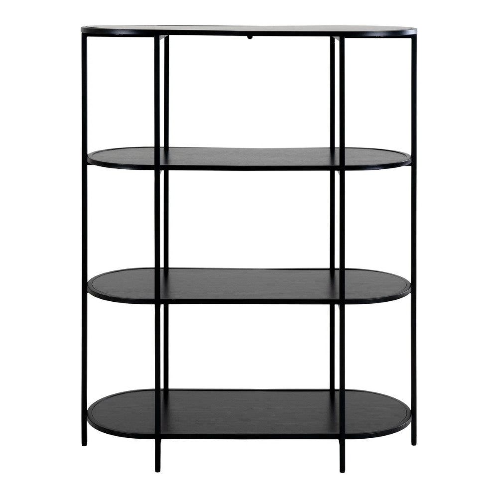 Modernes Regal LEVEN 110cm schwarz vier Regalböden Industrial-Look