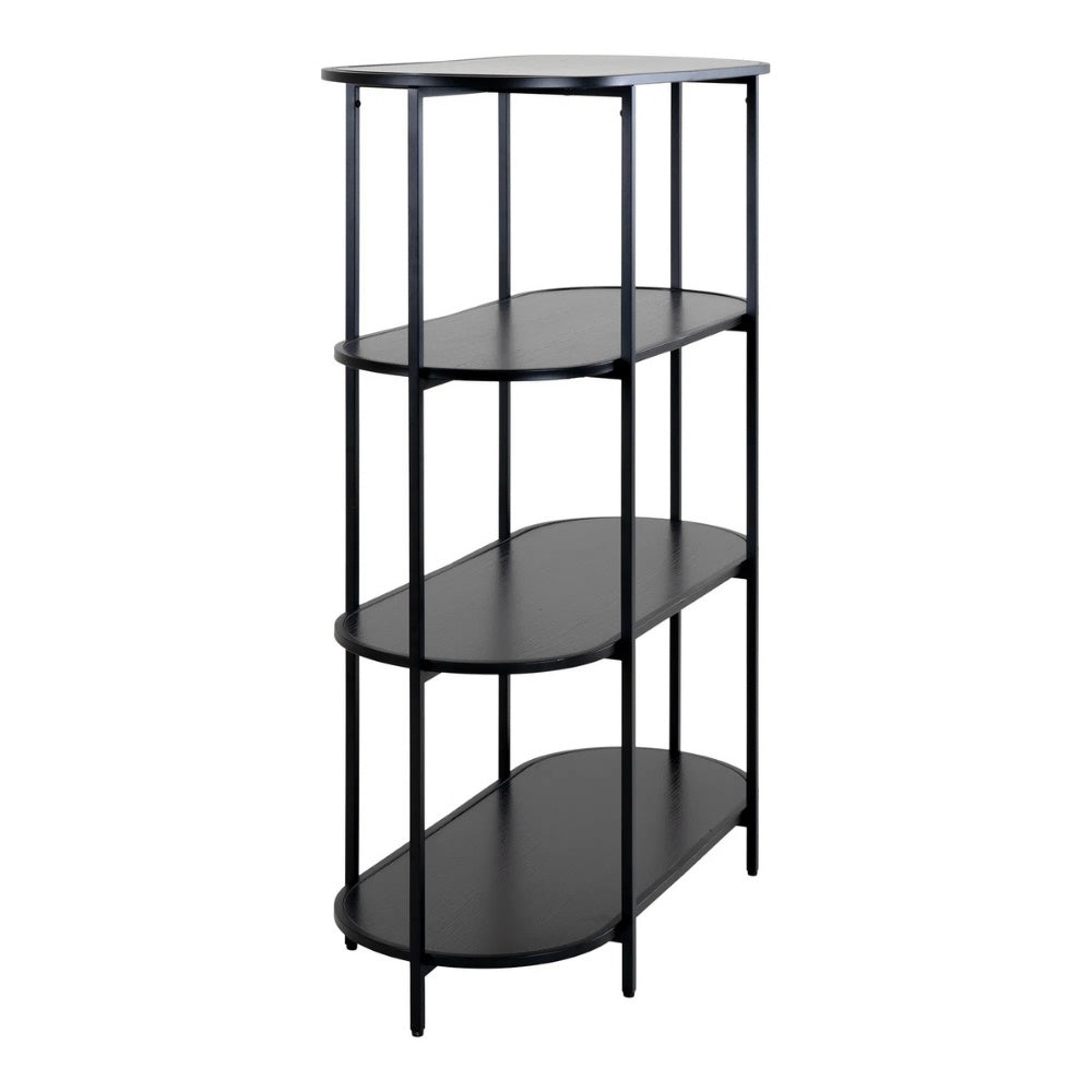 Modernes Regal LEVEN 110cm schwarz vier Regalböden Industrial-Look
