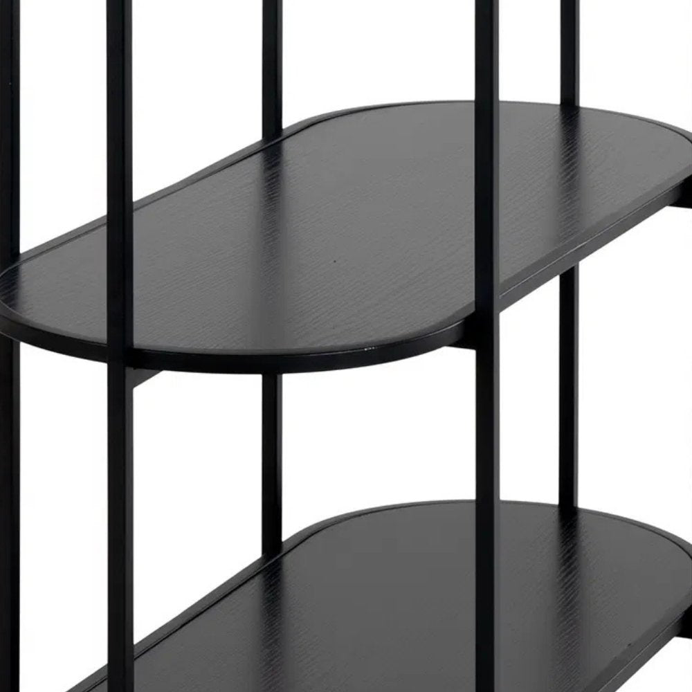 Modernes Regal LEVEN 110cm schwarz vier Regalböden Industrial-Look