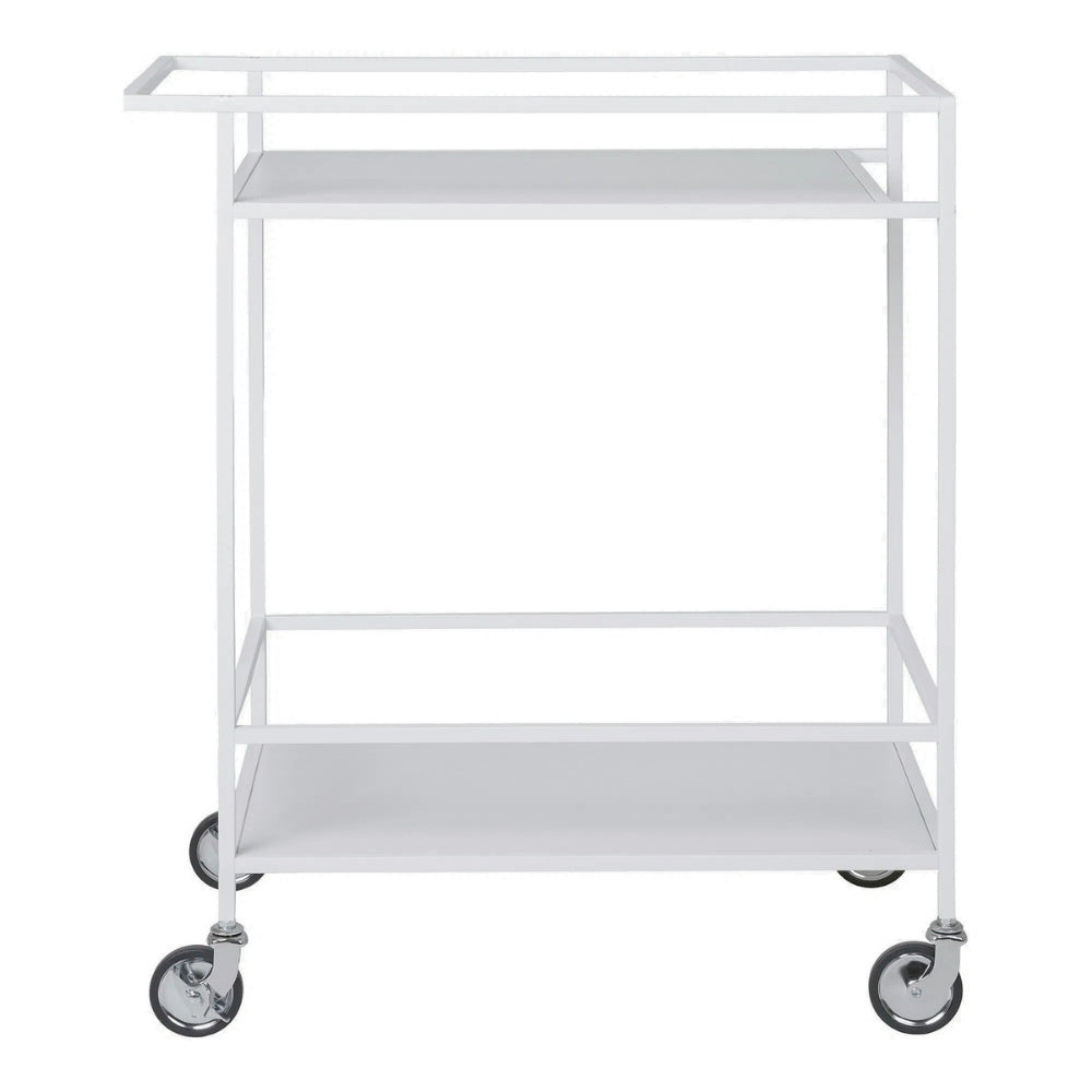 Moderner Barwagen LEVEN 80cm weiss Servierwagen Küchenwagen Rollen