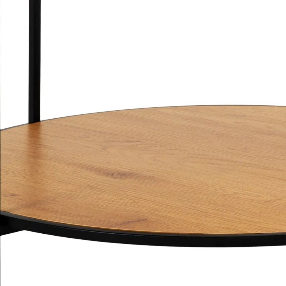 Moderner Couchtisch LEVEN 80cm Eiche-Look Industrial Design Metall