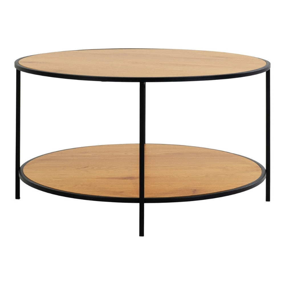 Moderner Couchtisch LEVEN 80cm Eiche-Look Industrial Design Metall