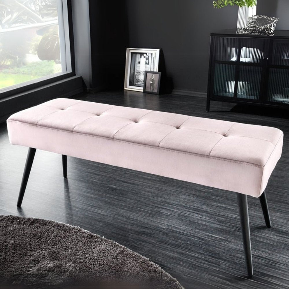 Moderne Sitzbank BELLE 100cm rosa Samt