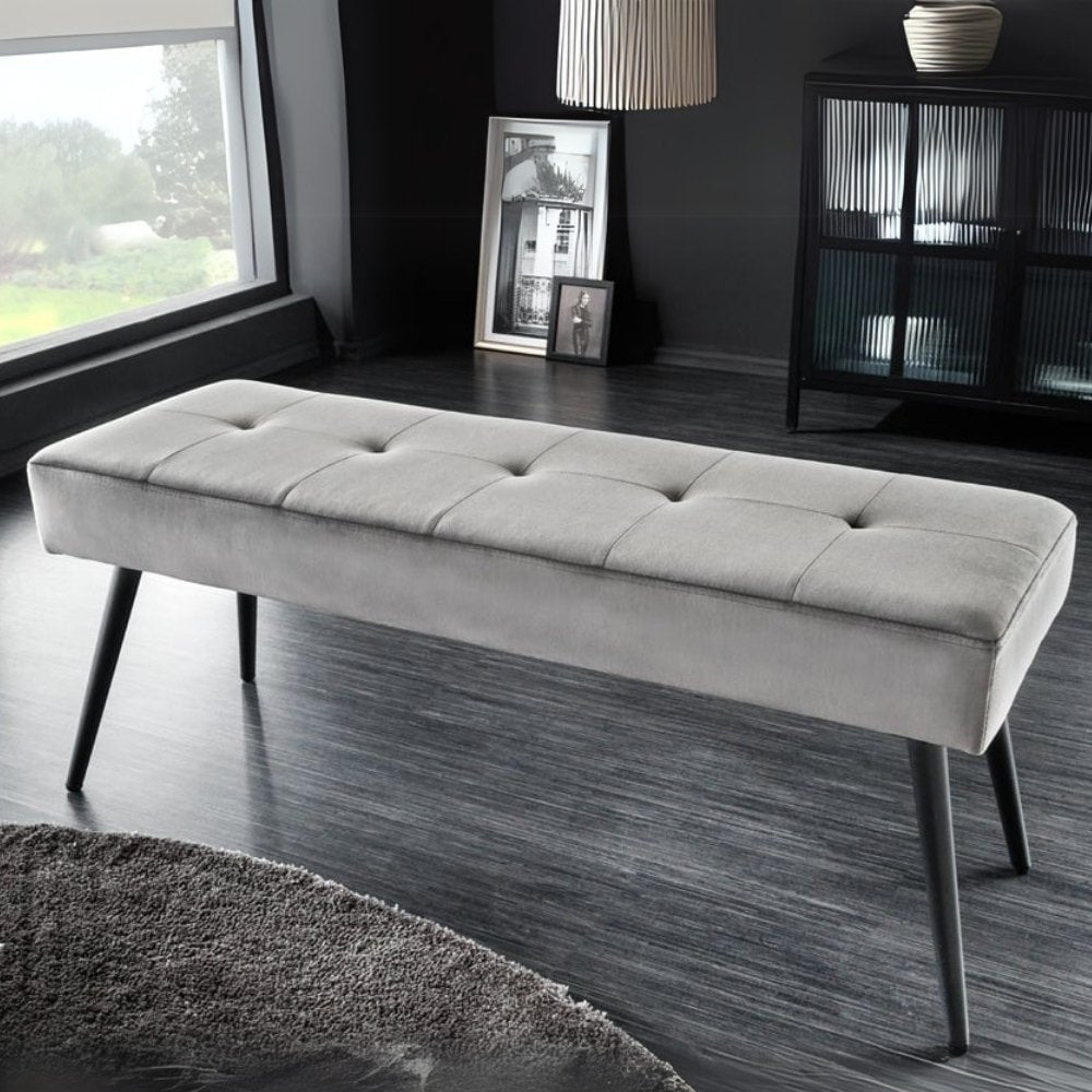 Moderne Sitzbank BELLE 100cm dunkel-grau Samt