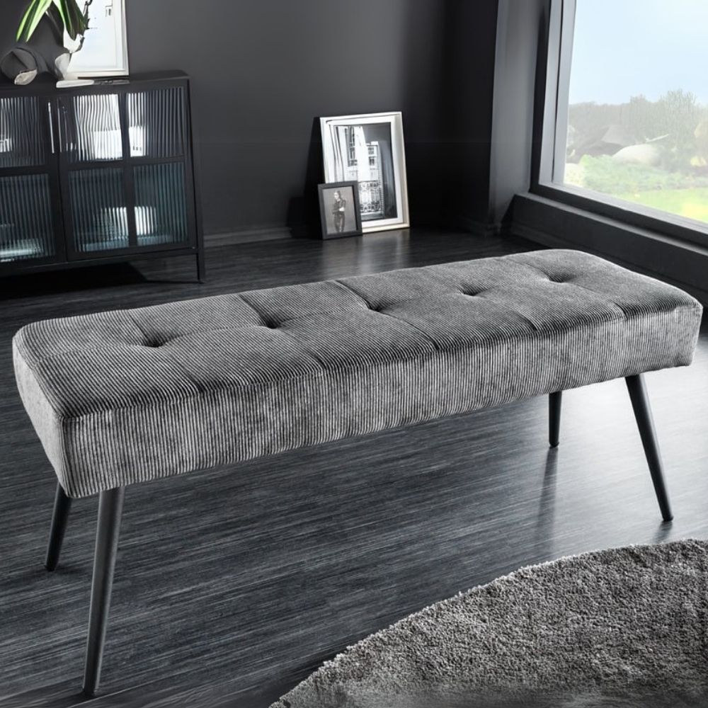 Moderne Sitzbank BELLE 100cm dunkel-grau Cord