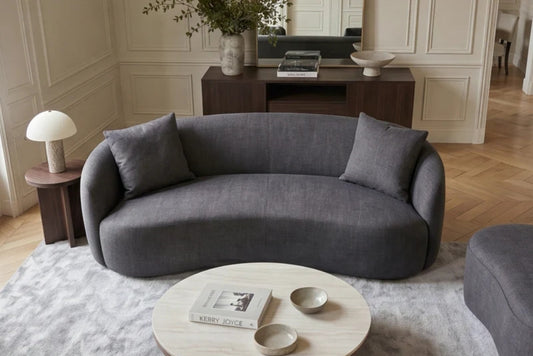Design Sofa ARCO grau 2-Sitzer Couch Samt 180 cm Federkern