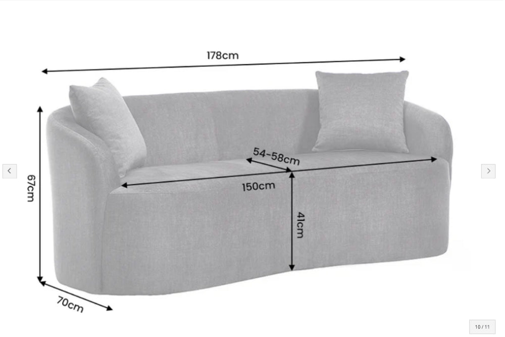 Design Sofa ARCO grau 2-Sitzer Couch Samt 180 cm Federkern