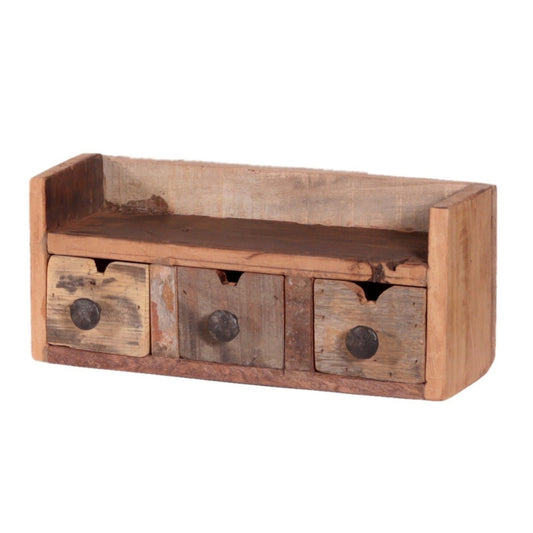 Altholz-Regal DARA 35cm 3 Schubladen Unikat Recyceltes Holz