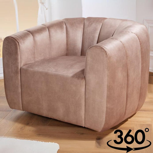 Bequemer Premium Drehsessel SALON Samt champagner Sessel