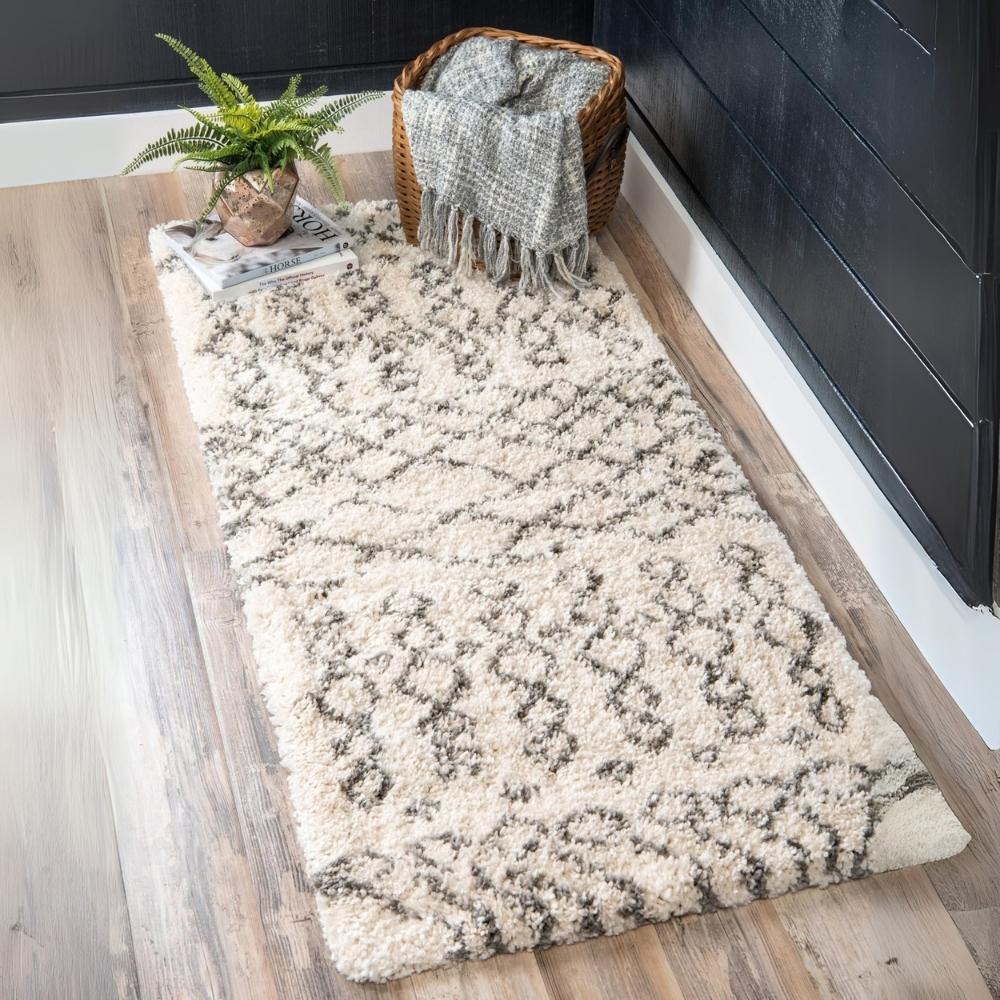 Teppich MARA Shaggy Läufer Elfenbein 80x185 cm