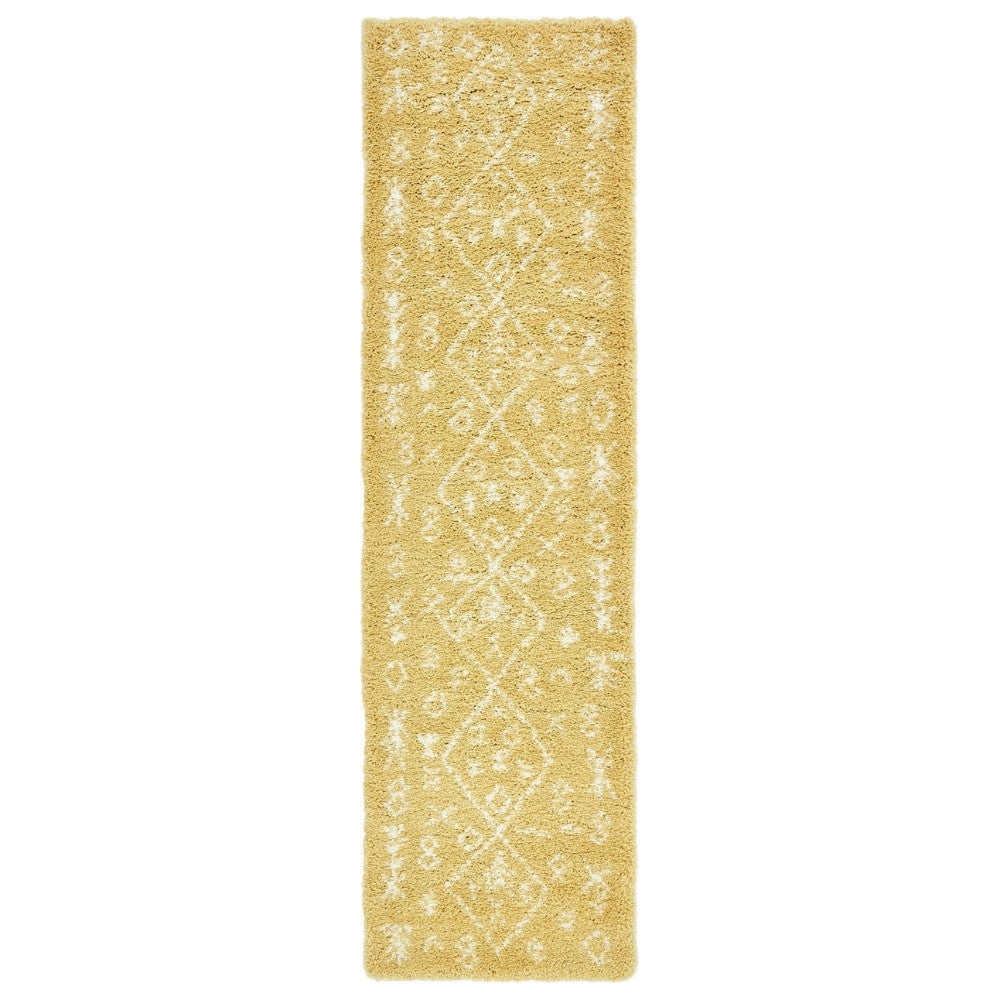 Teppich MARA Shaggy Läufer Gelb 80x305 cm