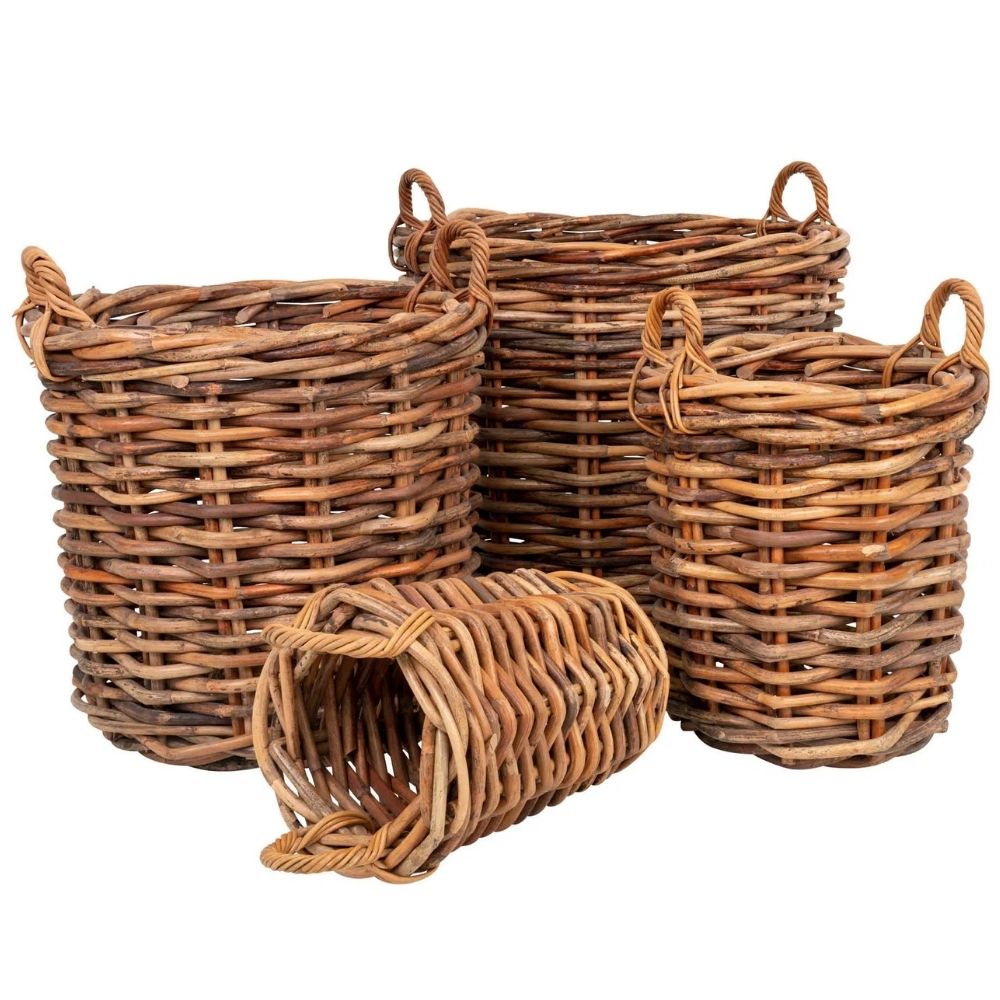 Dickes CL Rattan Korb CESTINO natural D70cm Griffe Pflanzkorb