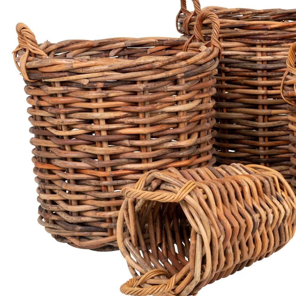 Dickes CL Rattan Korb CESTINO natural D70cm Griffe Pflanzkorb