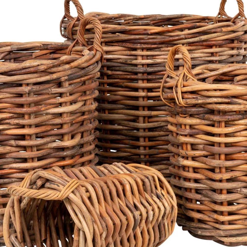 Dickes CL Rattan Korb CESTINO natural D70cm Griffe Pflanzkorb