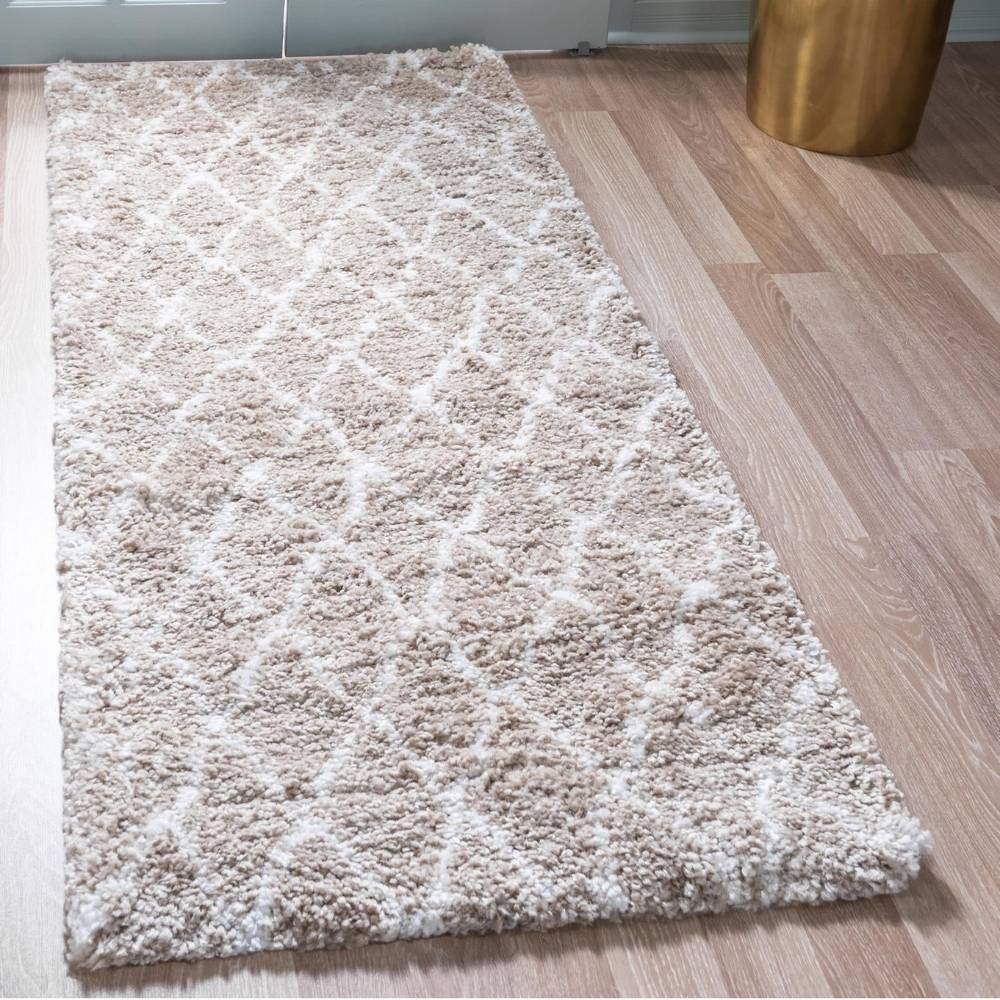 Teppich MARA Shaggy Läufer Braungrau 80x185 cm