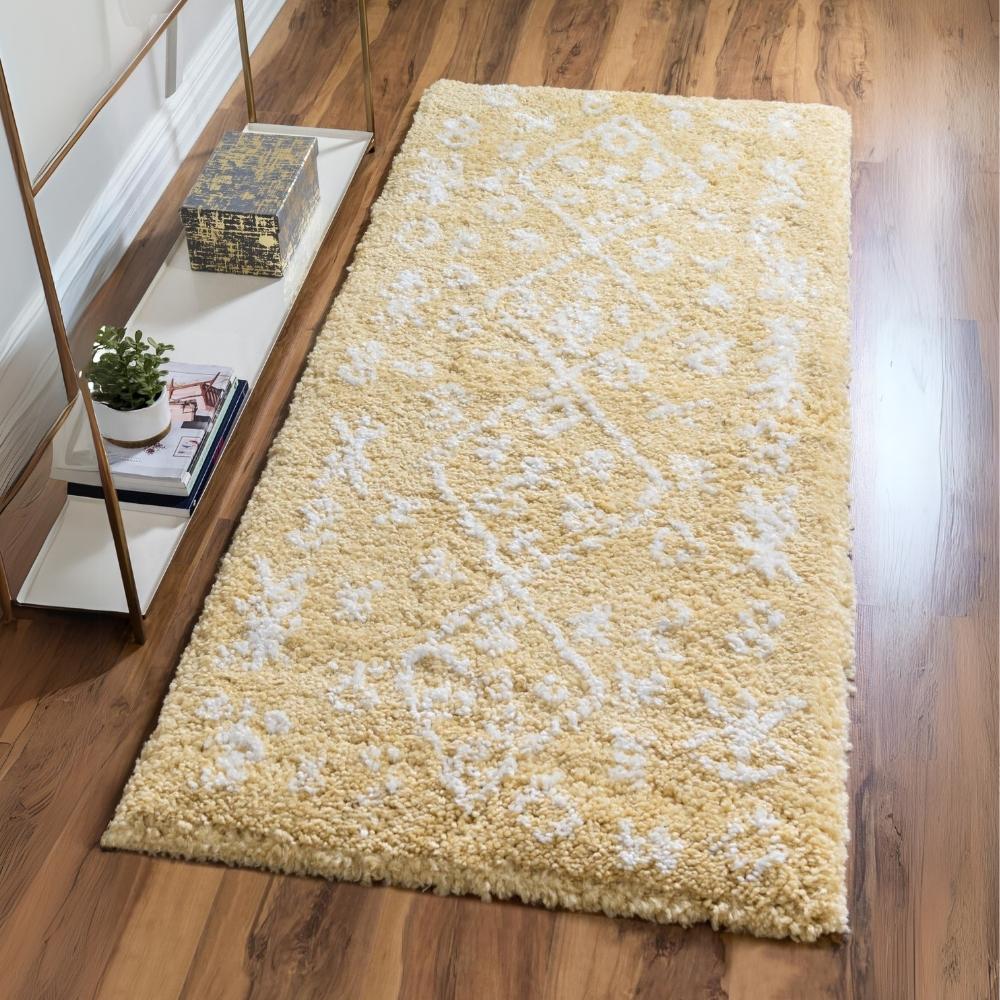 Teppich MARA Shaggy Läufer Gelb 80x305 cm