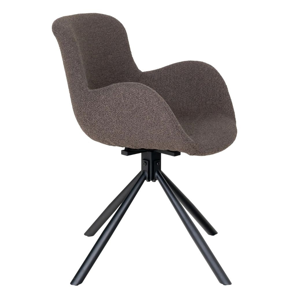 Drehbares 2er Set - Design Stuhl MORIM mushroom-braun Bouclé-Stoff