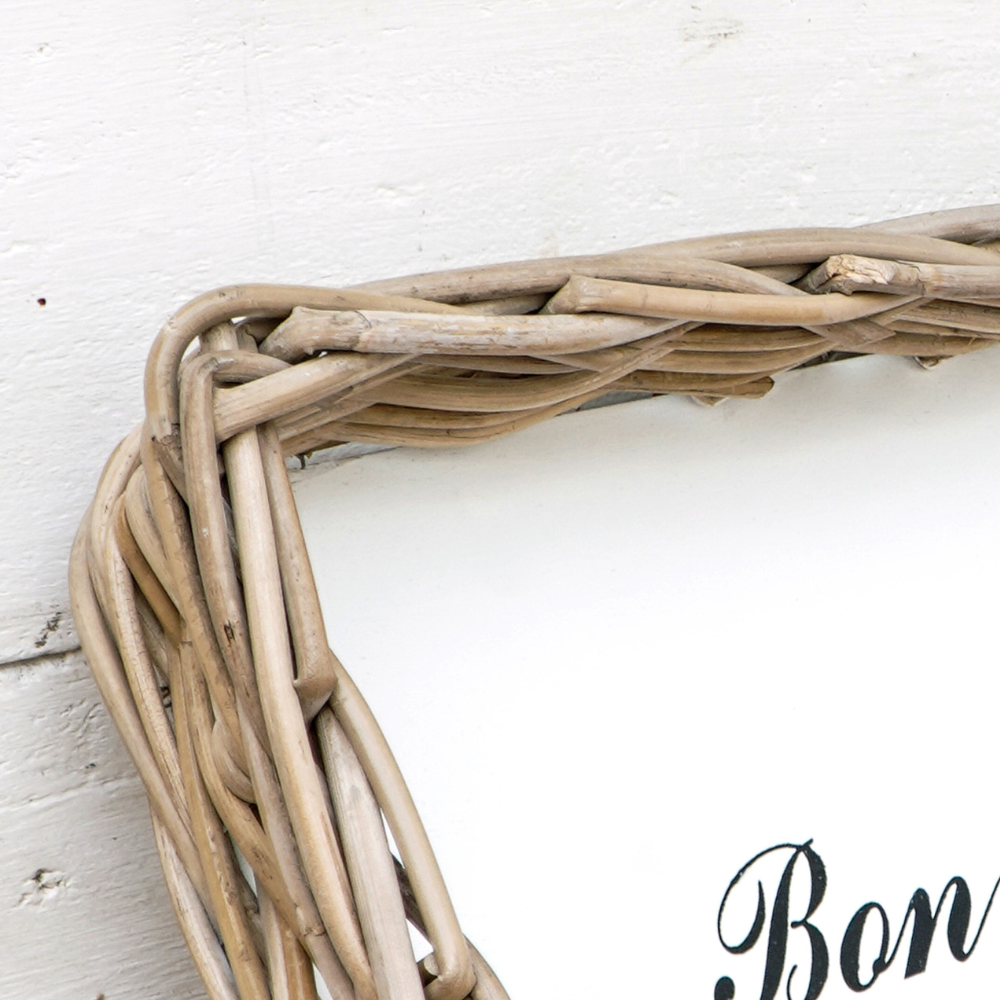 Landhaus-Tablett BON APPETIT 21x27cm Kubu Grey Rattan Handarbeit