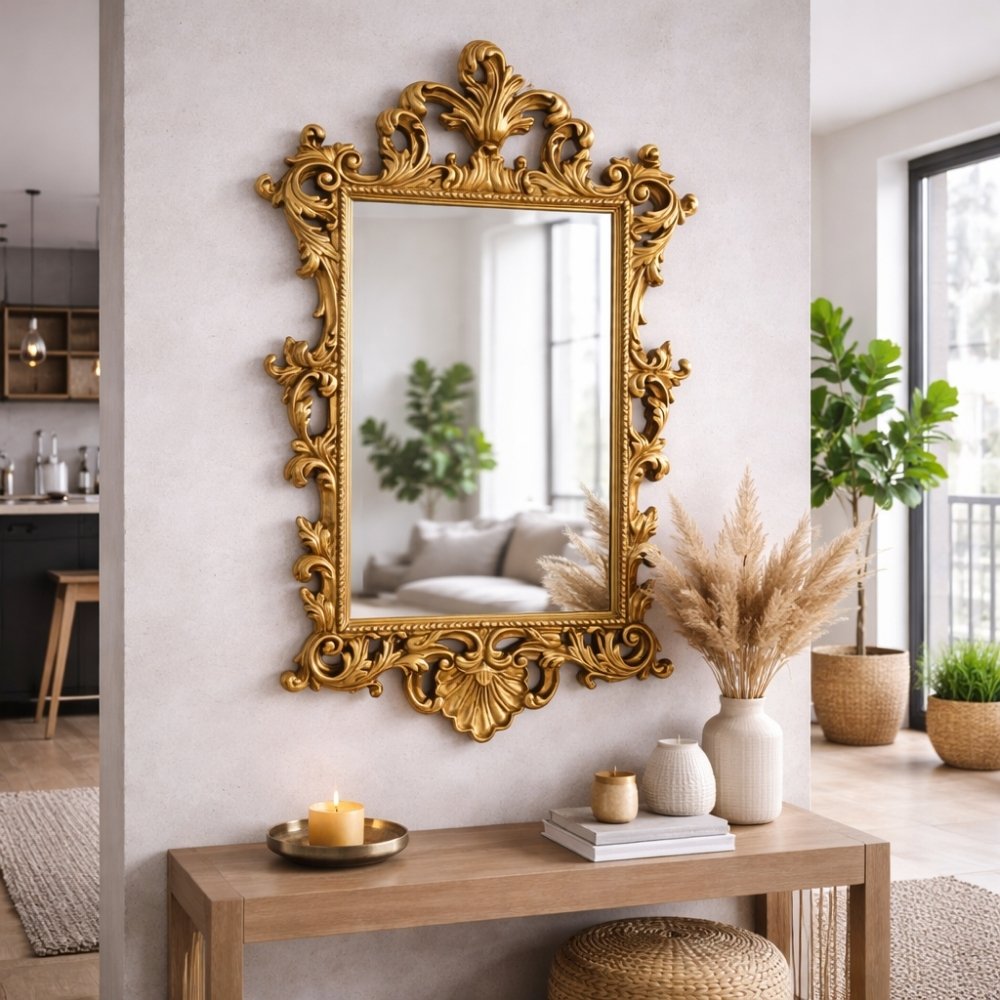 Opulenter Wandspiegel KINGDOM 125cm Gold Barock Verzierung Design – LebensWohnArt
