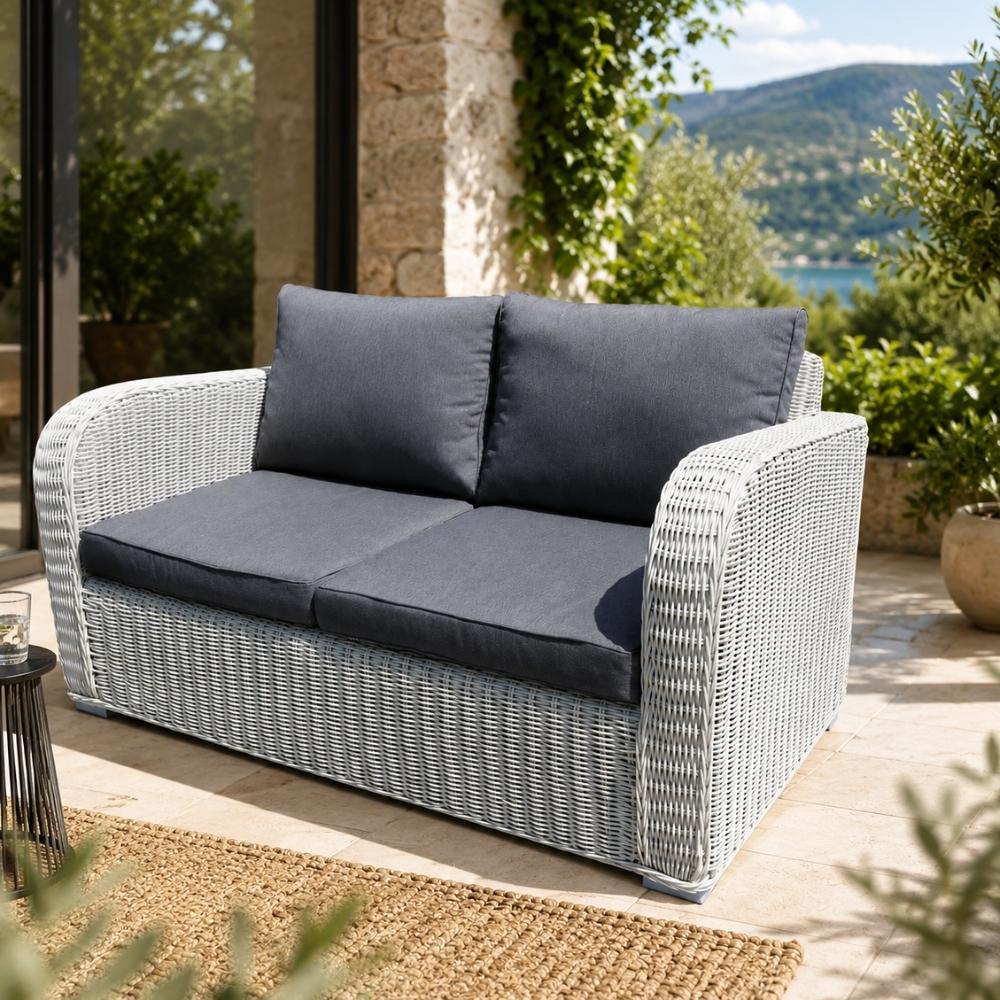lounge sofa mit aufbewahrung 2er Lounge Sofa VITA rundes Polyrattan Eierschalenweiß – Kundensupport-Hilfe