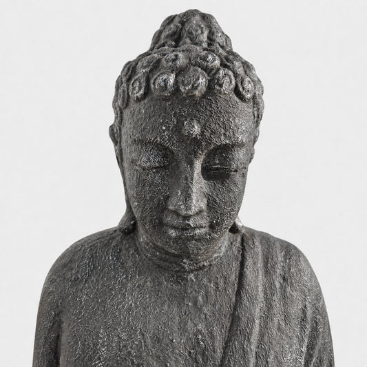 Dekorative Figur BUDDHA PROTECT 80cm antik-schwarz Garten Indoor