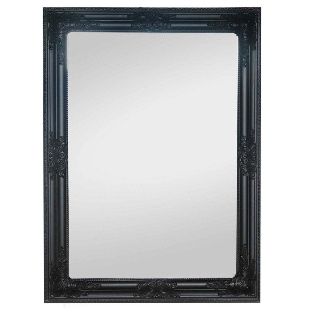 Eleganter Barock-Spiegel BESSA 80x60cm schwarz matt Holzrahmen