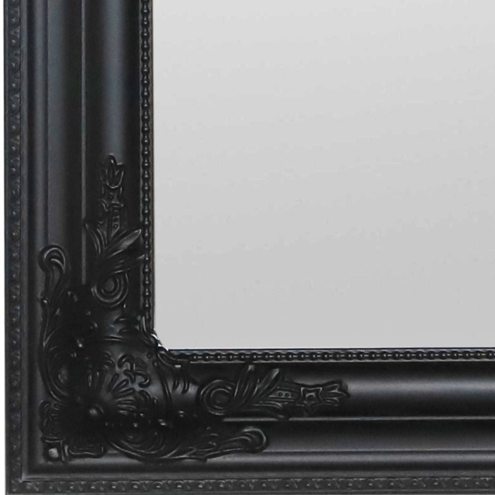 Eleganter Barock-Spiegel BESSA 80x60cm schwarz matt Holzrahmen