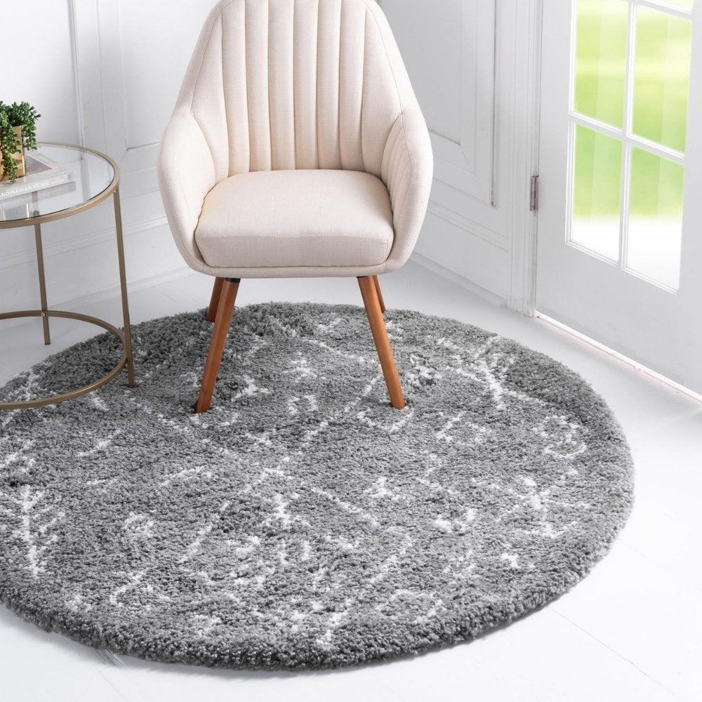 Teppich MARA Shaggy Rund Grau 150x150 cm