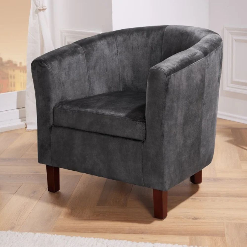 Bequemer Cocktail-Sessel POLTRONA Samt dunkelgrau – LebensWohnArt