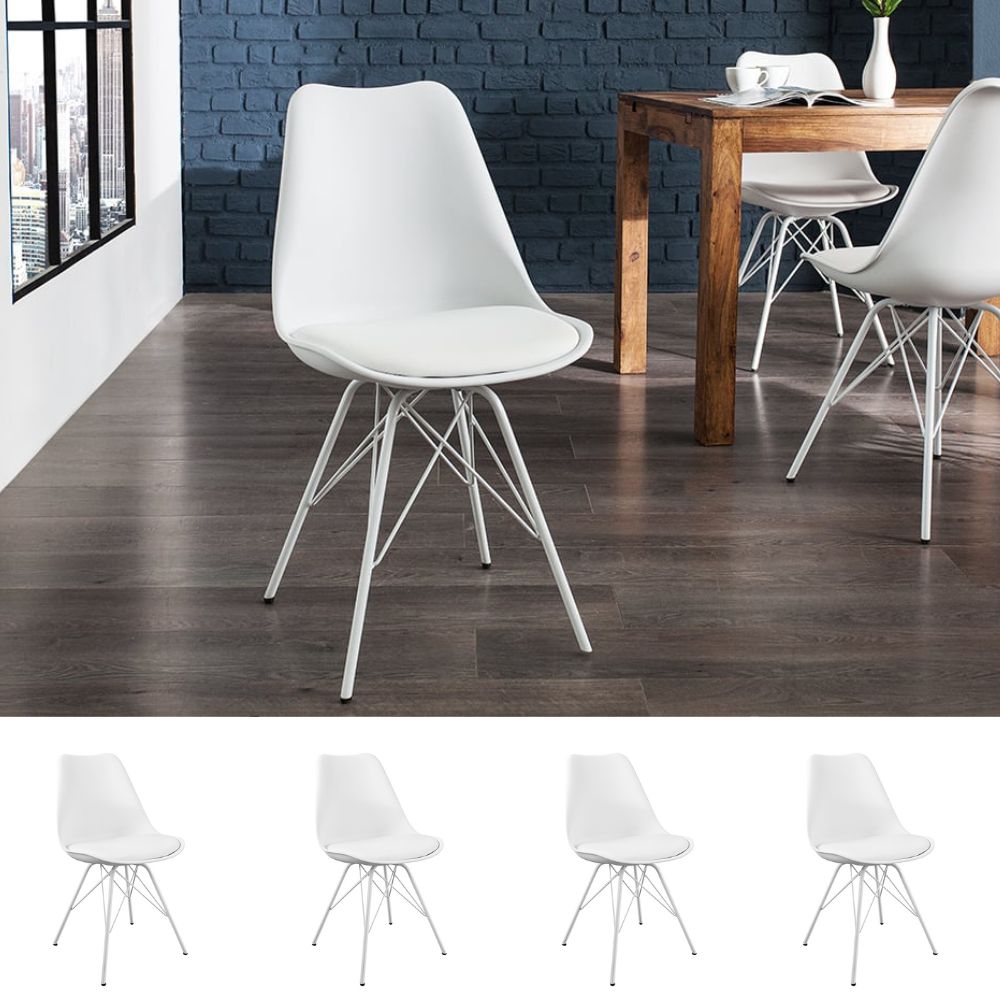 4er Set Design-Klassiker Stuhl NORWAY weiss-weiss – LebensWohnArt