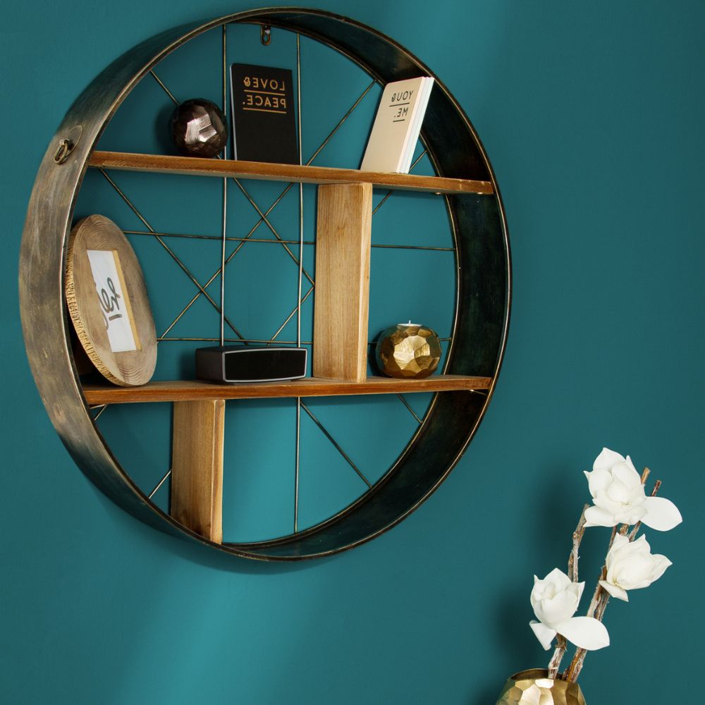 Design-Wandregal MURO 79cm Industrial-Look Metall Holz