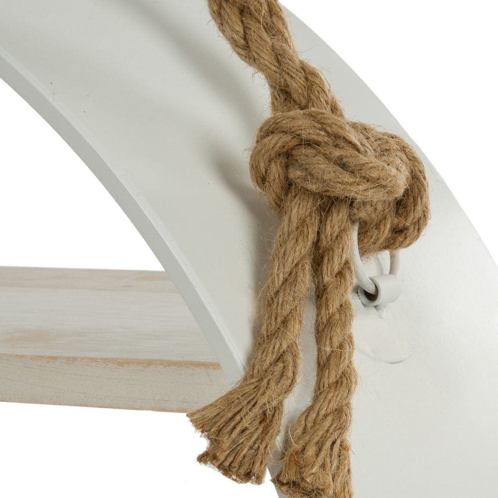 Maritimes Wandregal MURO 60cm weiss Metall Holz Hanfseil