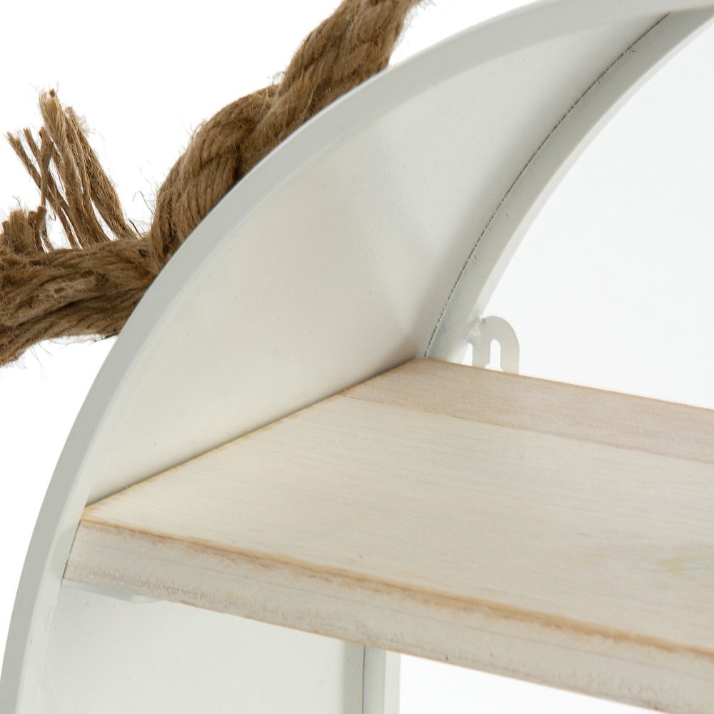 Maritimes Wandregal MURO 60cm weiss Metall Holz Hanfseil