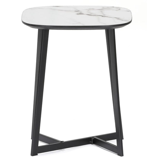 Design Beistelltisch TURIN 50cm Marmor-Optik weiss Pflanzsäule