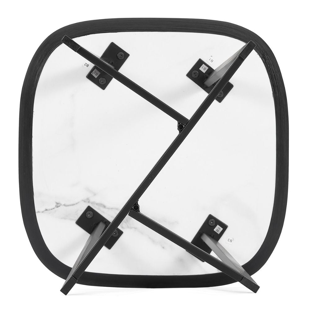 Design Beistelltisch TURIN 50cm Marmor-Optik weiss Pflanzsäule