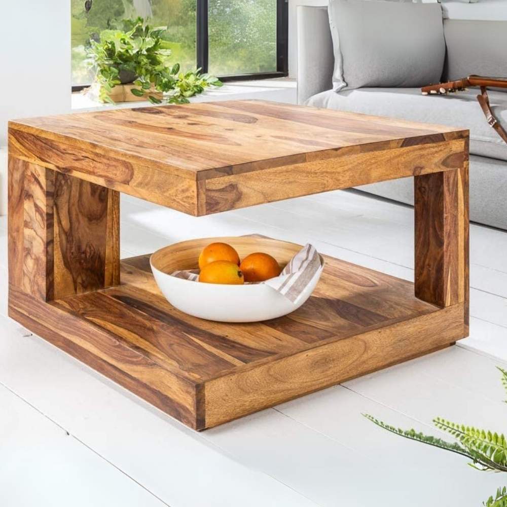 Puristischer Couchtisch SHIVA ca.60x60cm massiv Palisander