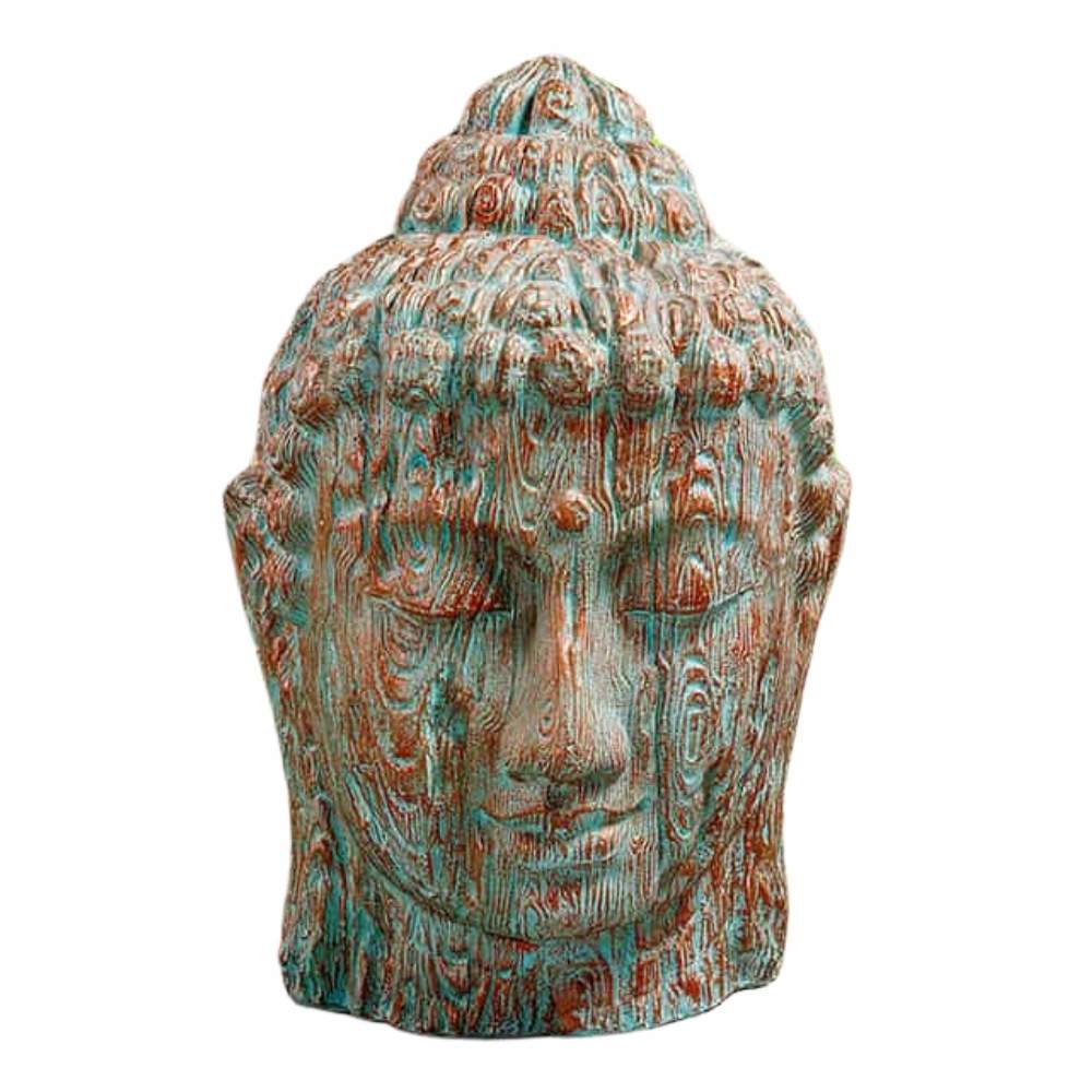 Exklusiver Buddha Kopf BESAR ca. H110cm kupfer-grün Outdoor Indoor