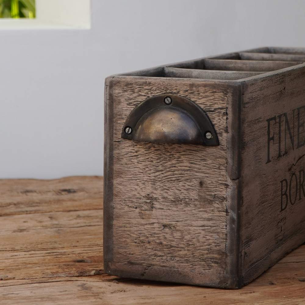 Dekorative Flaschenbox CHATEAU 45cm antik-natural Mahagony