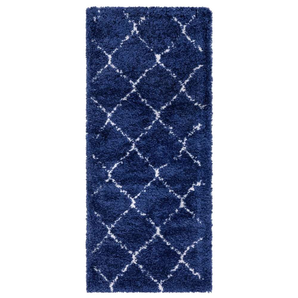 Teppich MARA Shaggy Läufer Dunkel-Marineblau 80x185 cm