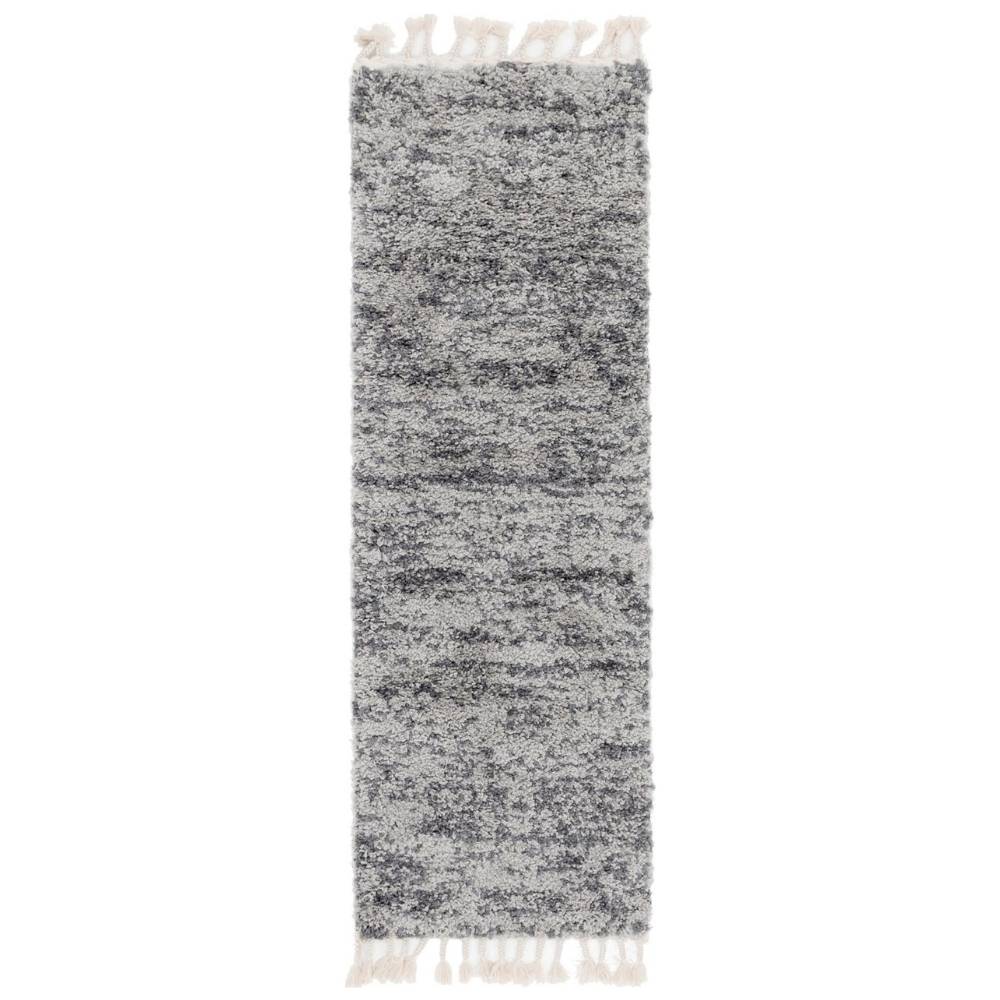 Teppich High Shaggy Läufer Grau 80x250 cm