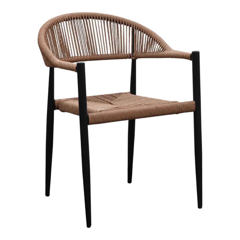 2er-Set Stuhl FUERTE natural schwarz wetterfest Aluminium Rattan