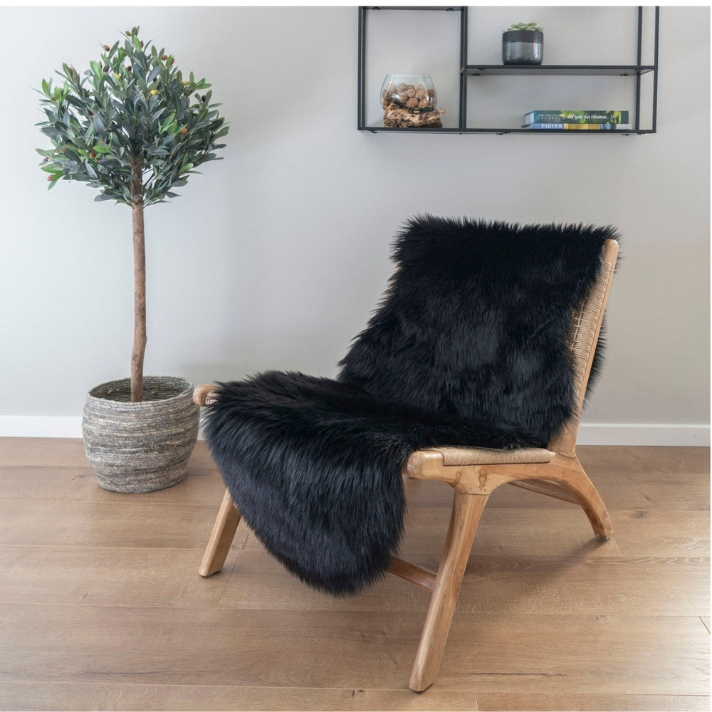 Künstliches Lammfell schwarz ca. 60x180cm