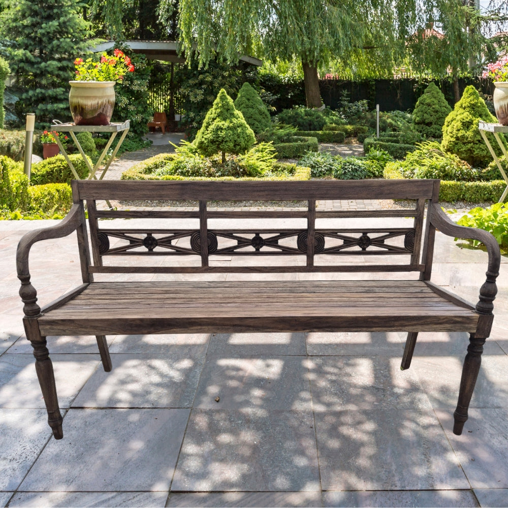 Massive Teakholz Sitzbank CHRISTOS 150cm brown Outdoor Gartenbank