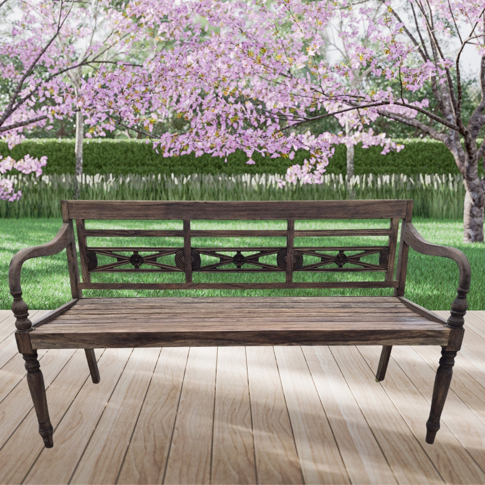 Massive Teakholz Sitzbank CHRISTOS 150cm brown Outdoor Gartenbank