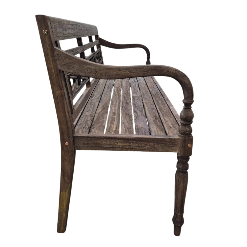 Massive Teakholz Sitzbank CHRISTOS 150cm brown Outdoor Gartenbank